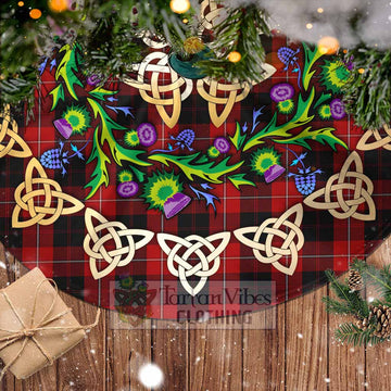 Cunningham Tartan Christmas Tree Skirt with Thistle Celtic Knot Style