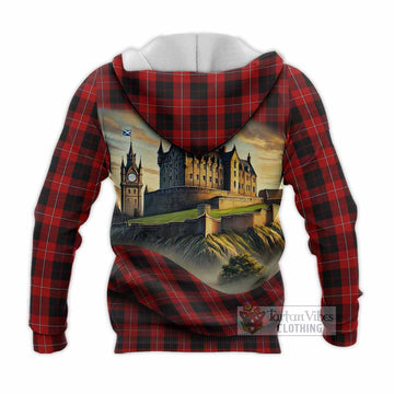 Cunningham Tartan Family Crest Knitted Hoodie with Scottish Ancient Castle Style - Tartan Vibes Clothing