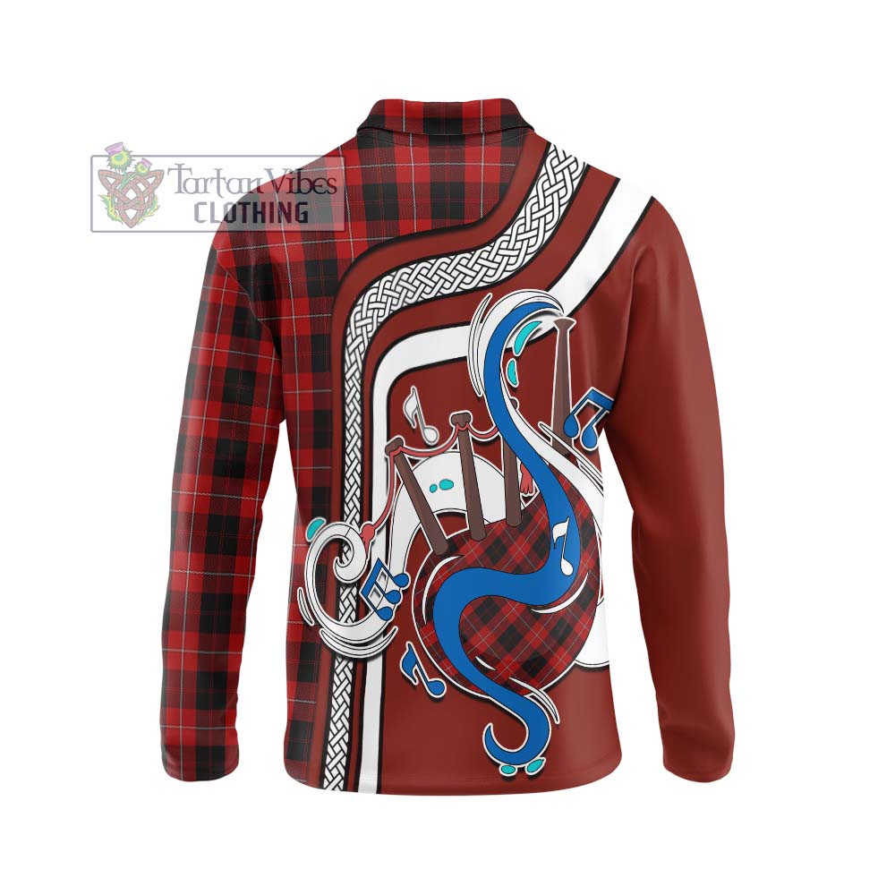 Tartan Vibes Clothing Cunningham Tartan Long Sleeve Polo Shirt with Epic Bagpipe Style