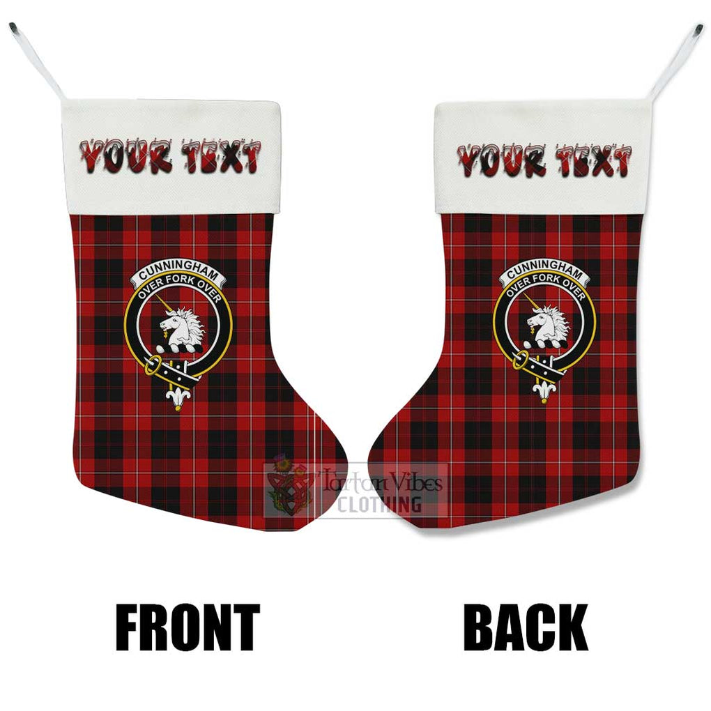 Tartan Vibes Clothing Cunningham Tartan Family Crest Christmas Stocking with Personalized Text