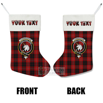 Cunningham Tartan Family Crest Christmas Stocking with Personalized Text