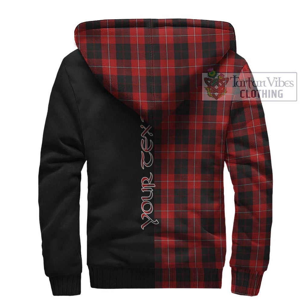 Cunningham Tartan Sherpa Hoodie with Family Crest and Half Of Me Style - Tartanvibesclothing Shop