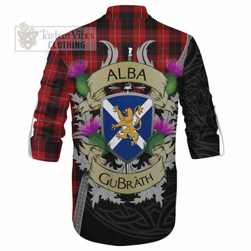 Cunningham Tartan Family Crest Ghillie Kilt Shirt Lion Rampant Royal Thistle Shield Celtic Inspired - Tartan Vibes Clothing