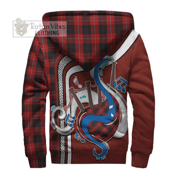 Cunningham Tartan Sherpa Hoodie with Epic Bagpipe Style