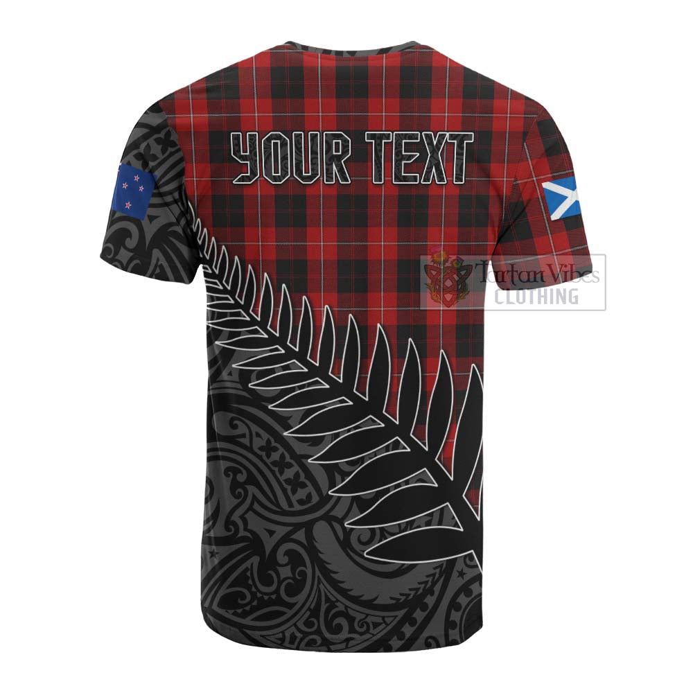 Tartan Vibes Clothing Cunningham Crest Tartan Cotton T-shirt with New Zealand Silver Fern Half Style