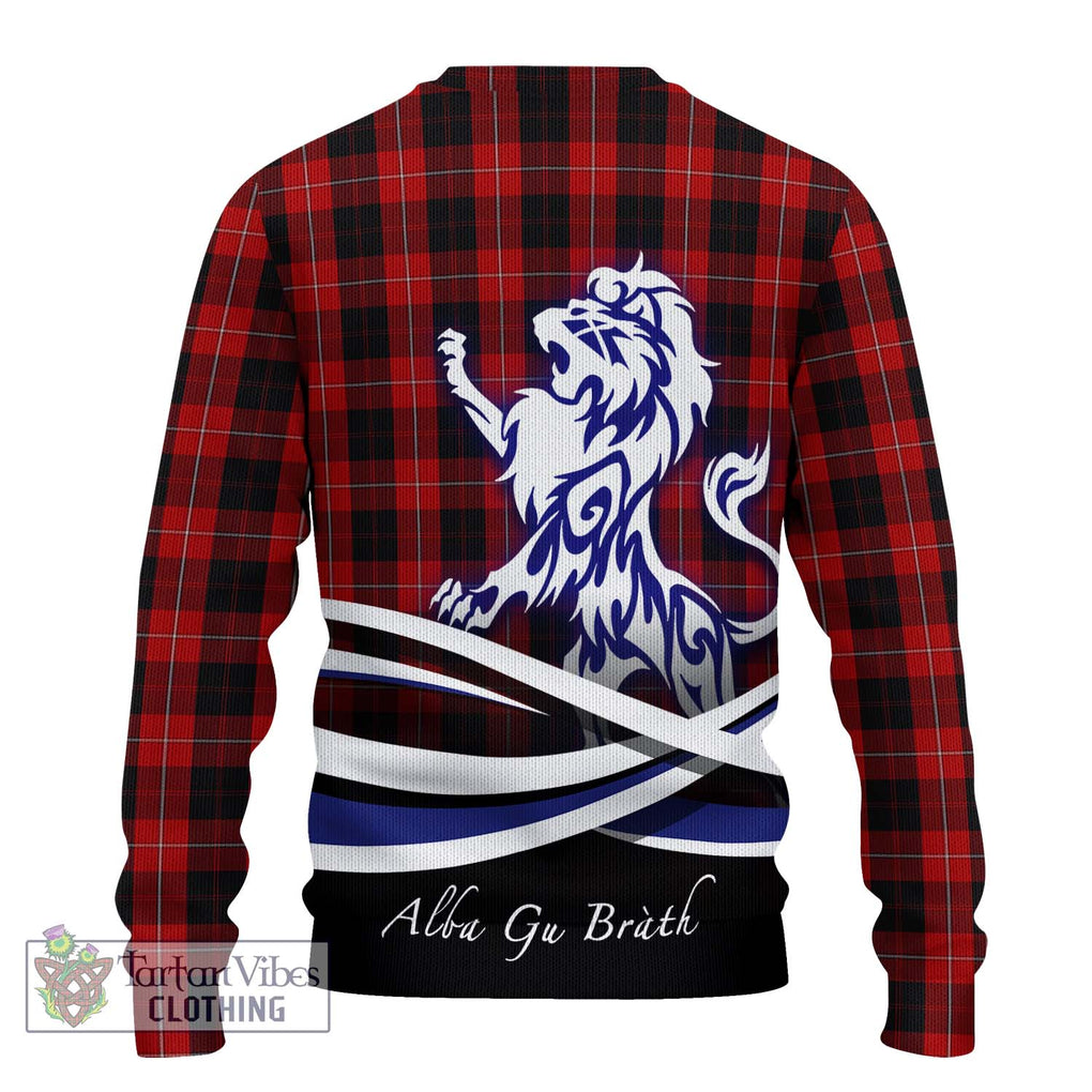 Cunningham Tartan Knitted Sweater with Alba Gu Brath Regal Lion Emblem - Tartanvibesclothing Shop