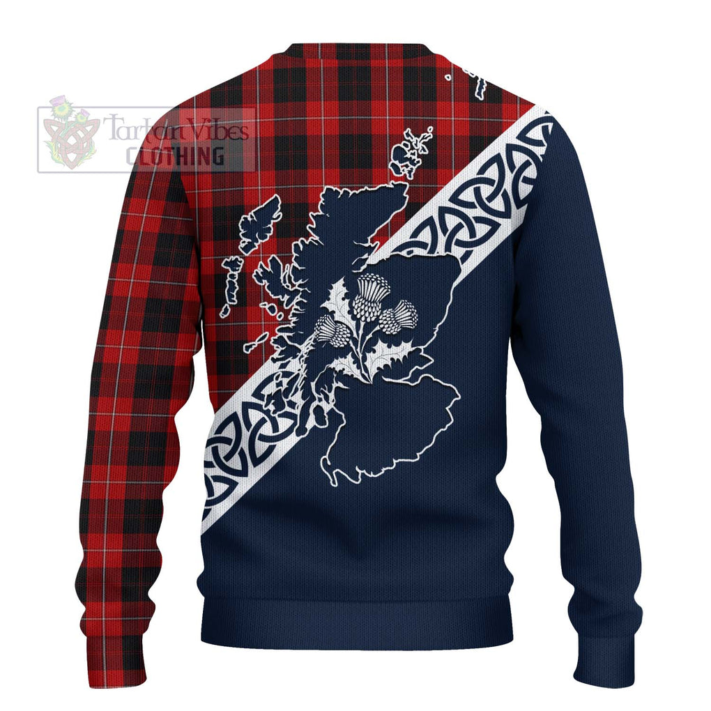 Tartan Vibes Clothing Cunningham Tartan Knitted Sweater Featuring Thistle and Scotland Map