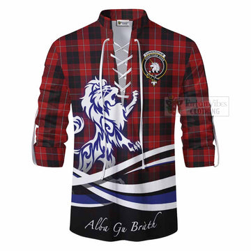 Cunningham Tartan Ghillie Kilt Shirt with Alba Gu Brath Regal Lion Emblem