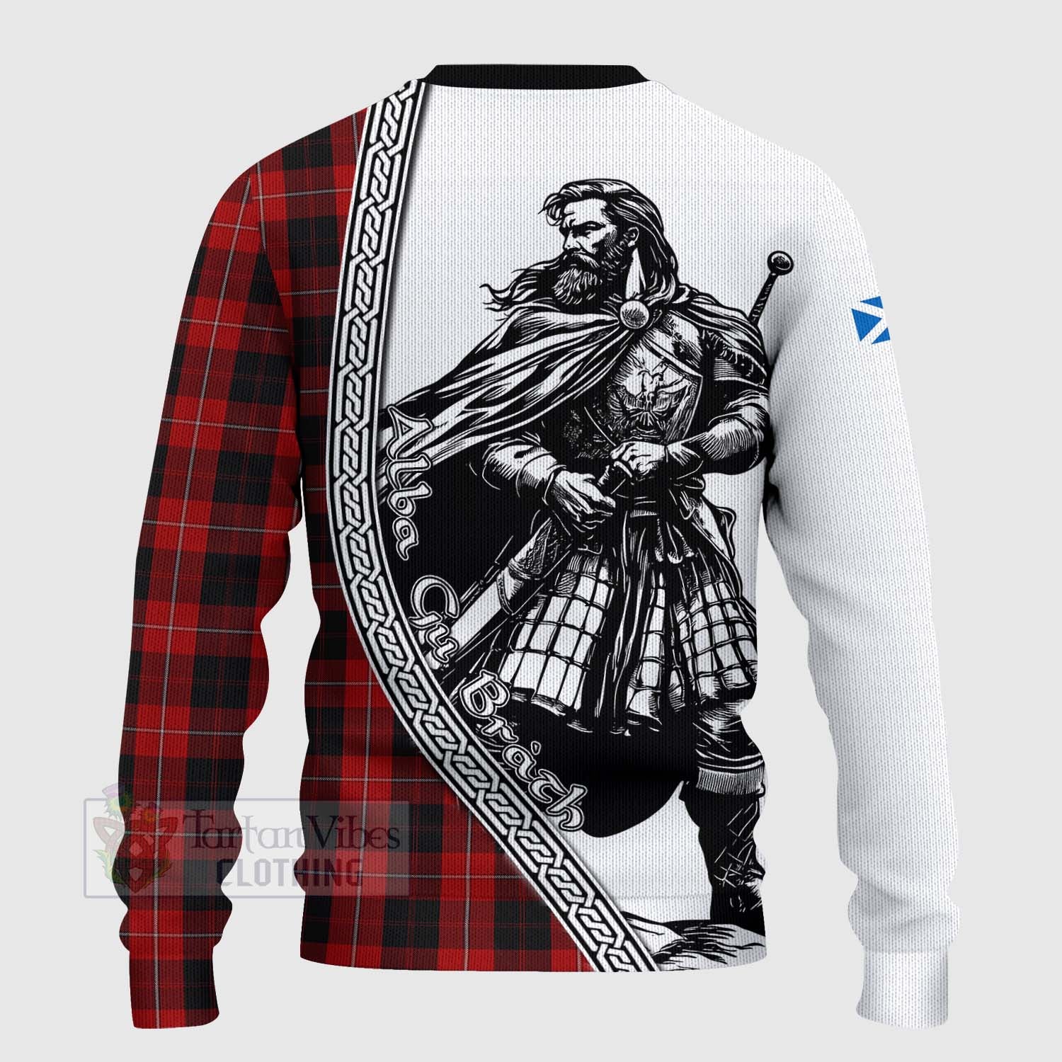 Tartan Vibes Clothing Cunningham Tartan Clan Crest Knitted Sweater with Highlander Warrior Celtic Style