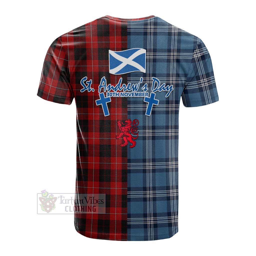 Tartan Vibes Clothing Cunningham Tartan Cotton T-shirt Happy St. Andrew's Day Half Tartan Style