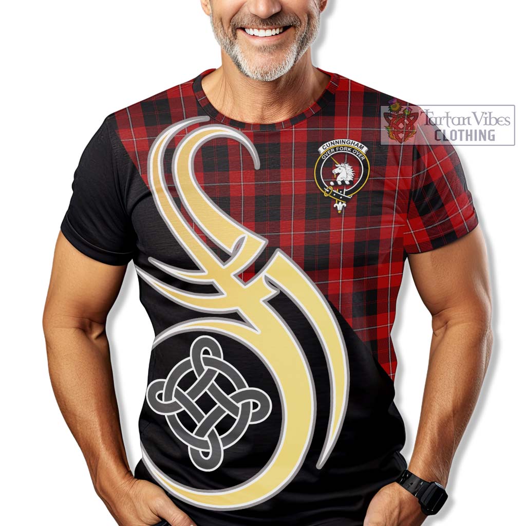 Tartan Vibes Clothing Cunningham Tartan T-Shirt with Family Crest and Celtic Symbol Style