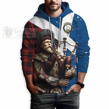 Cunningham Tartan Hoodie with Family Crest Scottish Bagpiper Vibes