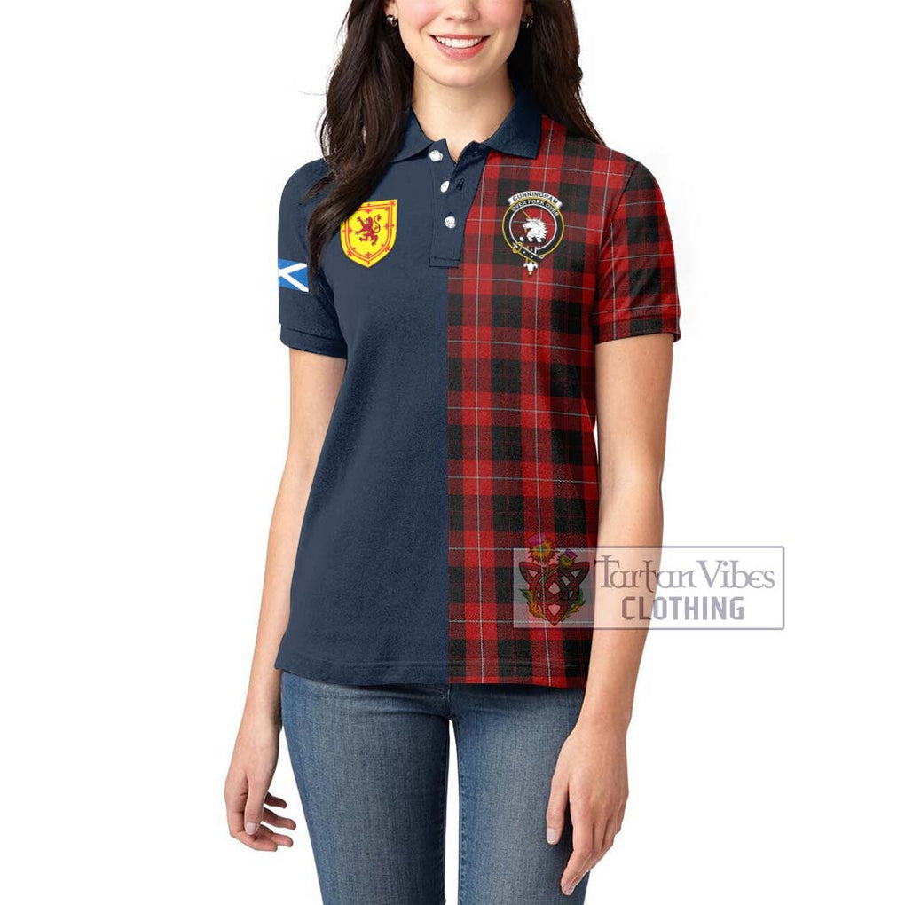 Tartan Vibes Clothing Cunningham Tartan Women's Polo Shirt with Scottish Lion Royal Arm Half Style