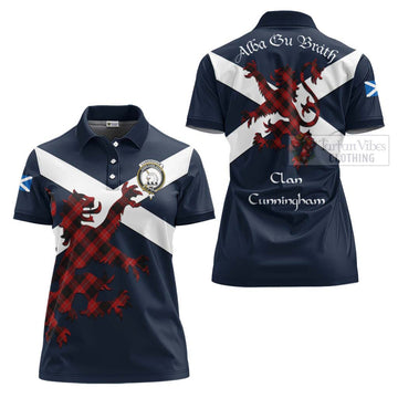 Cunningham Tartan Lion Rampant Women's Polo Shirt Proudly Display Your Heritage with Alba Gu Brath and Clan Name