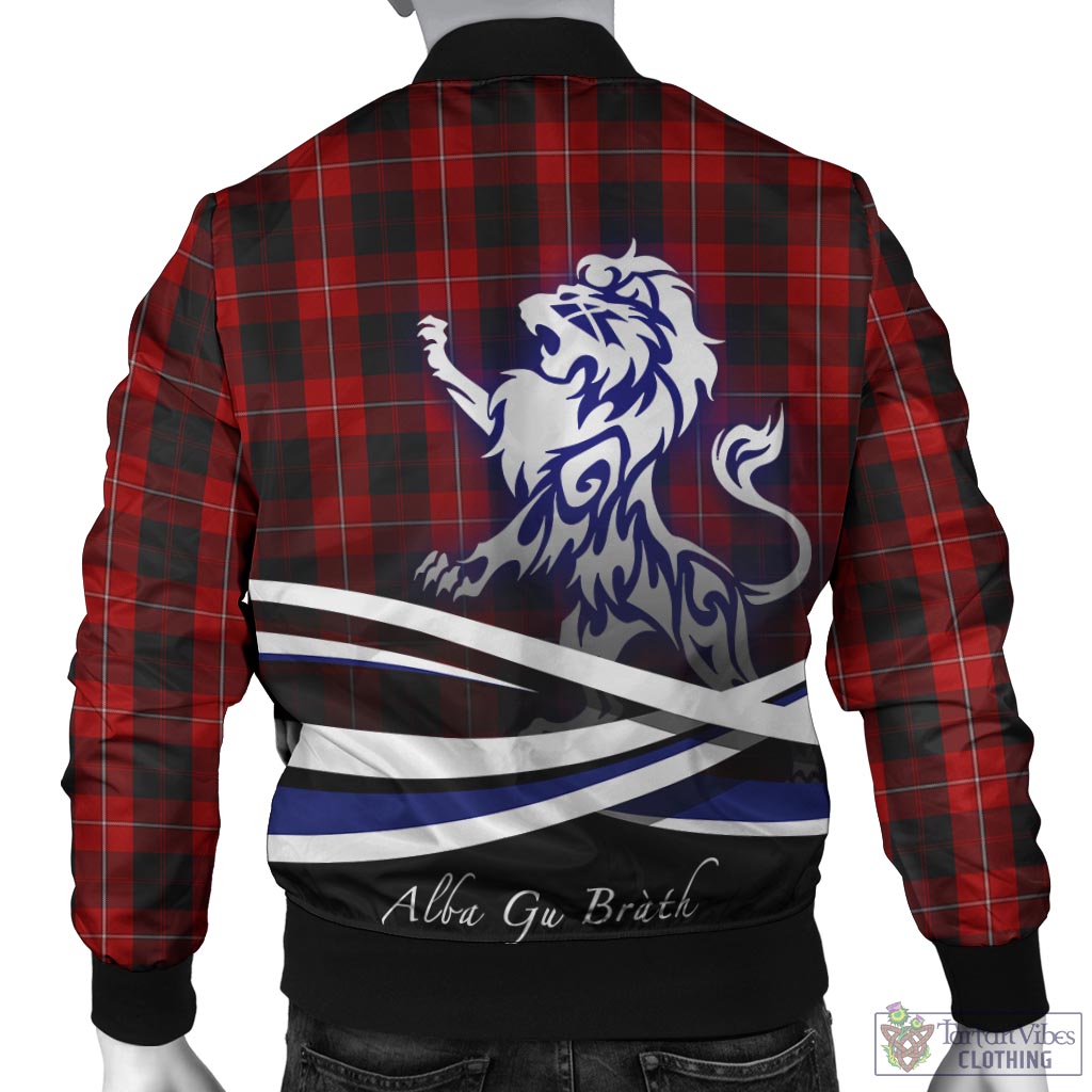 Cunningham Tartan Bomber Jacket with Alba Gu Brath Regal Lion Emblem - Tartan Vibes Clothing