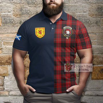 Cunningham Tartan Polo Shirt Alba with Scottish Lion Royal Arm Half Style