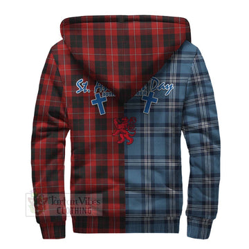 Cunningham Tartan Sherpa Hoodie Happy St. Andrew's Day Half Tartan Style