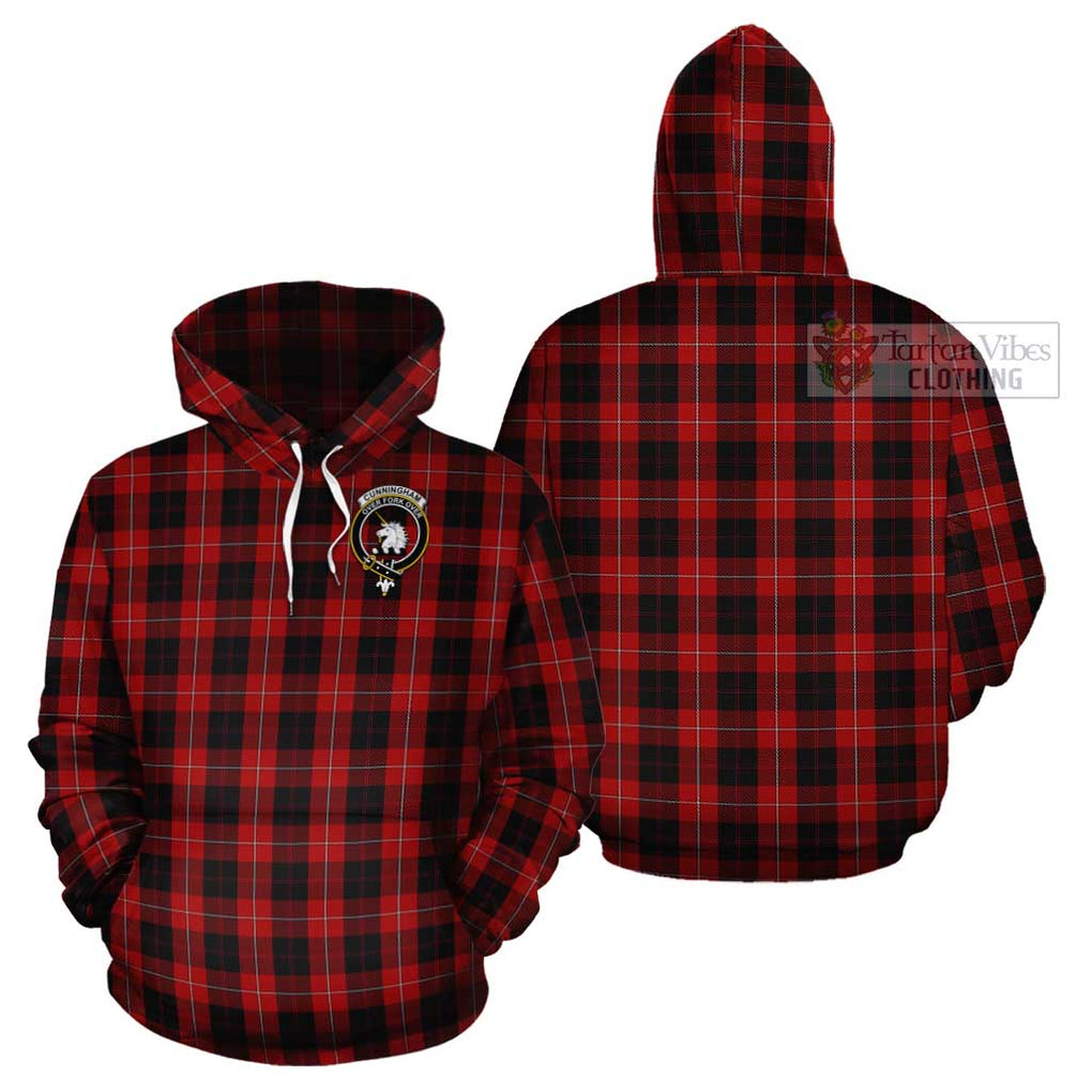 Cunningham Tartan Cotton Hoodie with Family Crest Pullover Hoodie - Tartan Vibes Clothing