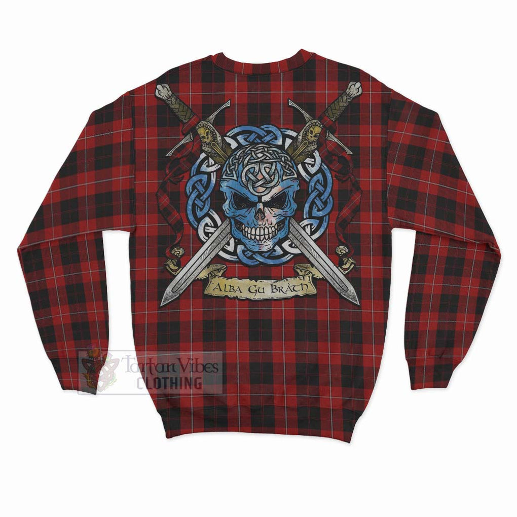 Tartan Vibes Clothing Cunningham Tartan Sweatshirt with Family Crest Celtic Skull Style