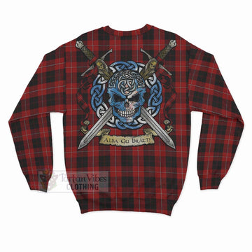 Cunningham Tartan Sweatshirt with Family Crest Celtic Skull Style