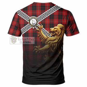 Cunningham Crest Tartan T-Shirt with Golden Lion Emblem Celtic Style - Tartan Vibes Clothing