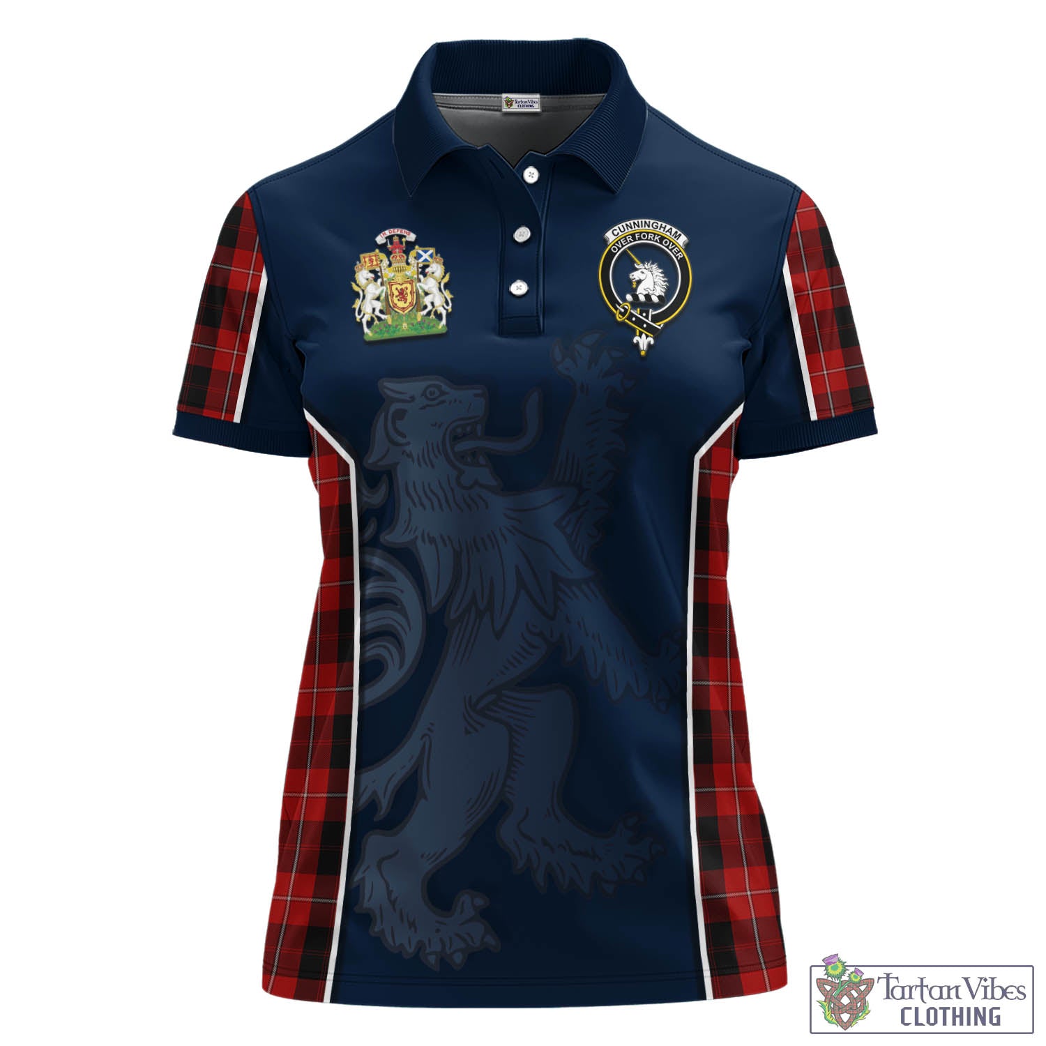 Tartan Vibes Clothing Cunningham Tartan Women's Polo Shirt with Family Crest and Lion Rampant Vibes Sport Style