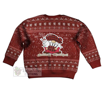 Cunningham Clan Christmas Kid Ugly Sweater with Gnome Playing Bagpipes