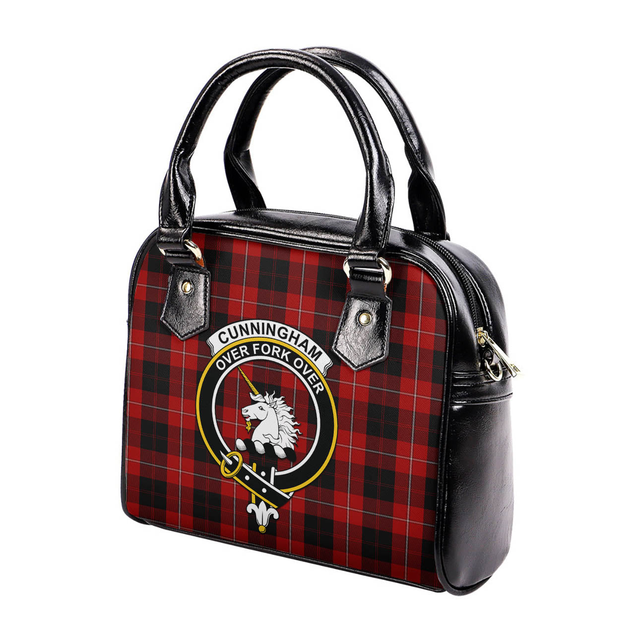 Cunningham Tartan Shoulder Handbags with Family Crest - Tartanvibesclothing