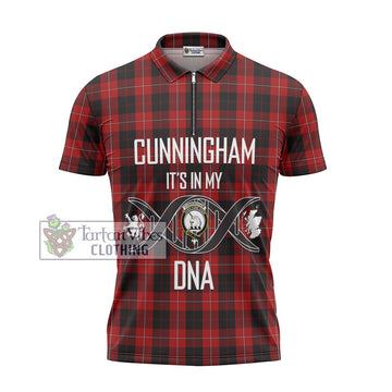 Cunningham Tartan Zipper Polo Shirt with Family Crest DNA In Me Style