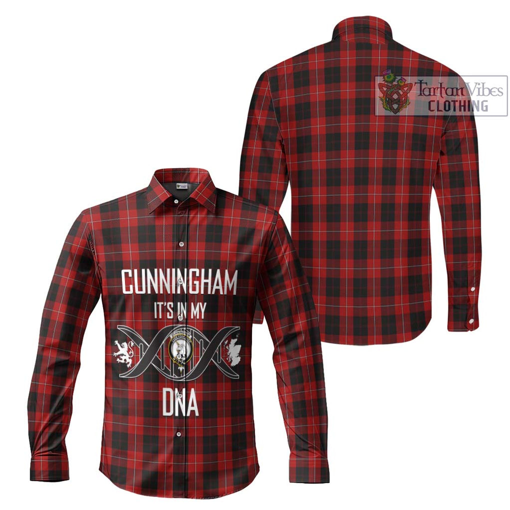 Cunningham Tartan Long Sleeve Button Shirt with Family Crest DNA In Me Style Men's Shirt - Tartanvibesclothing Shop