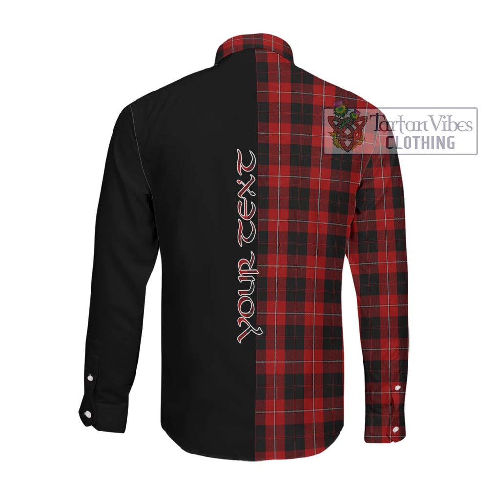 Cunningham Tartan Long Sleeve Button Shirt with Family Crest and Half Of Me Style Men's Shirt - Tartanvibesclothing Shop