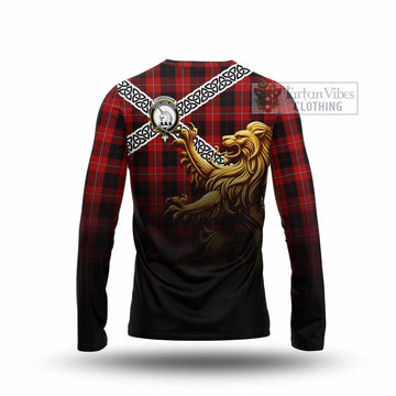 Cunningham Crest Tartan Long Sleeve T-Shirt with Golden Lion Emblem Celtic Style - Tartan Vibes Clothing