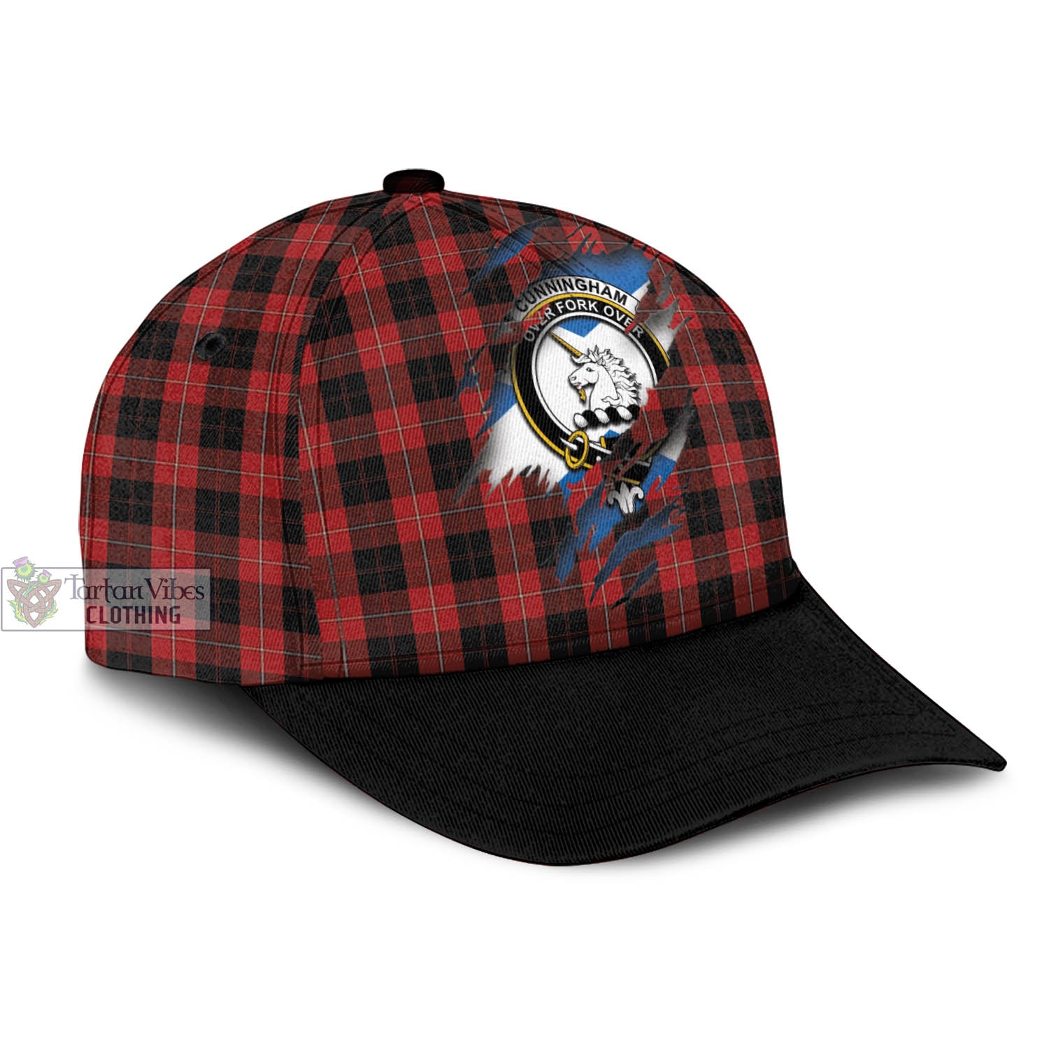 Tartan Vibes Clothing Cunningham Tartan Classic Cap with Family Crest In Me Style