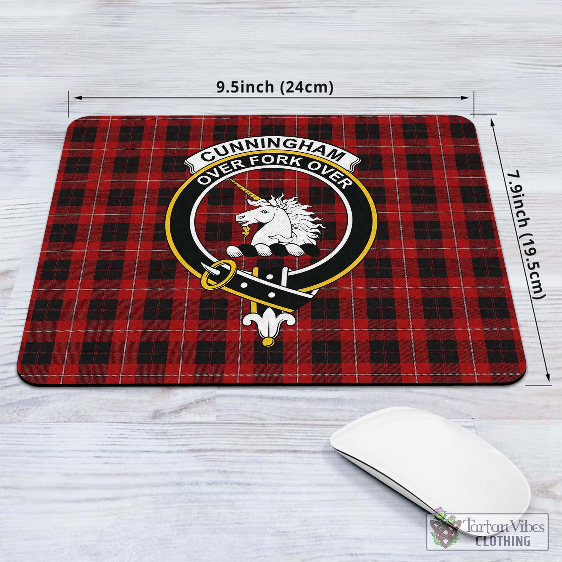 Tartan Vibes Clothing Cunningham Tartan Mouse Pad with Family Crest