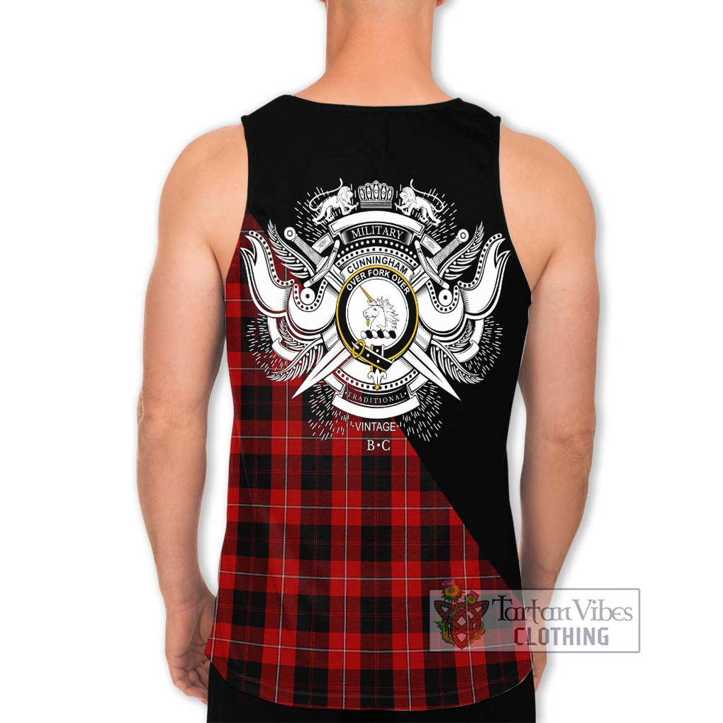 Cunningham Tartan Men's Tank Top with Family Crest and Military Logo Style - Tartanvibesclothing Shop