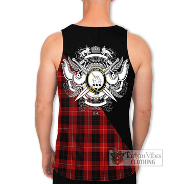 Cunningham Tartan Men's Tank Top with Family Crest and Military Logo Style