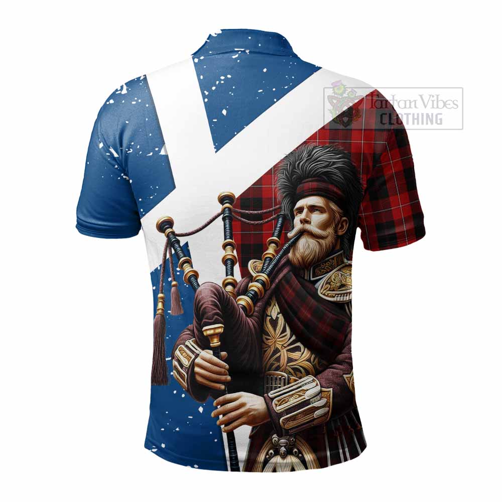 Cunningham Tartan Polo Shirt with Family Crest Scottish Bagpiper Vibes - Tartan Vibes Clothing