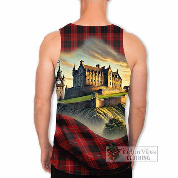 Cunningham Tartan Family Crest Men's Tank Top with Scottish Ancient Castle Style - Tartan Vibes Clothing