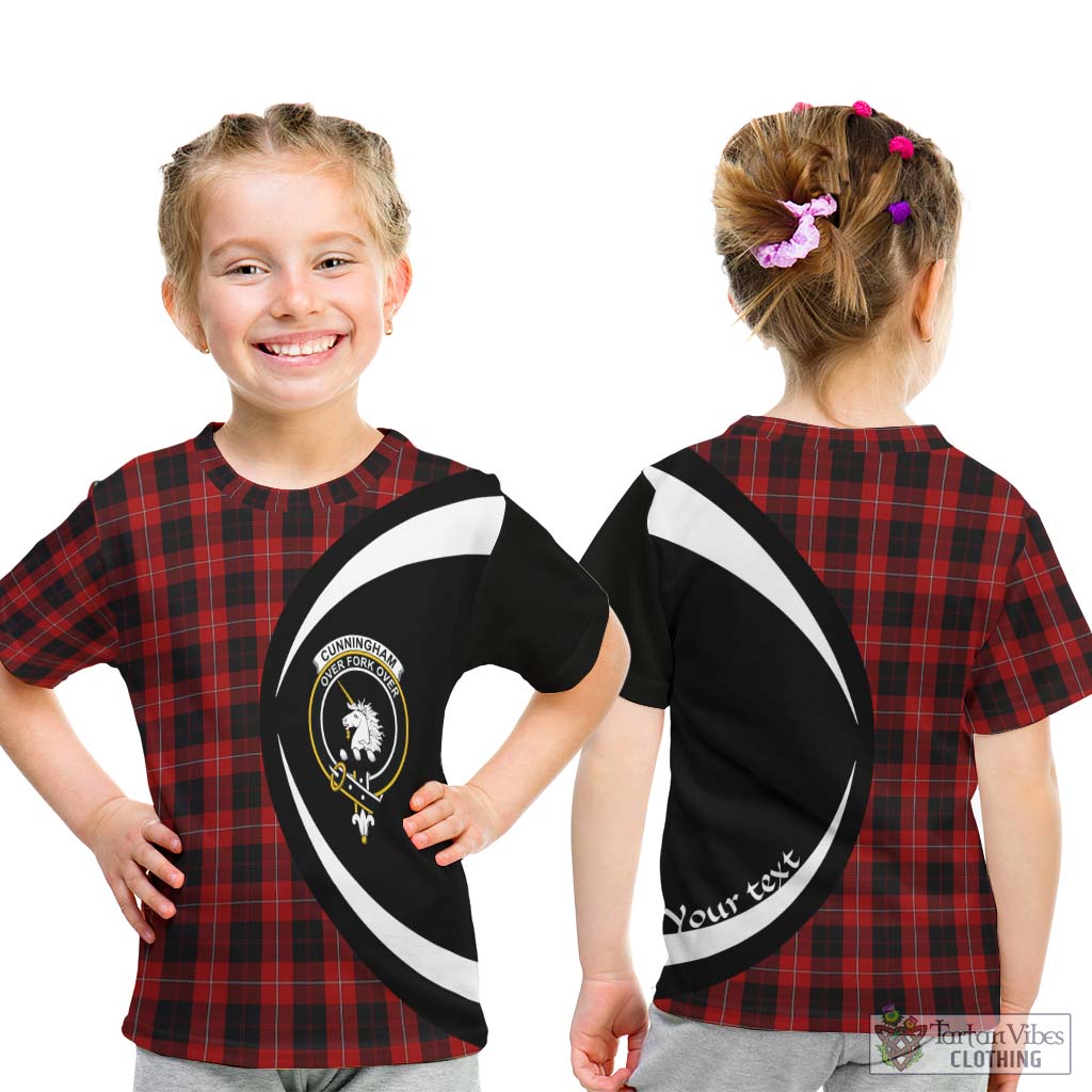 Cunningham Tartan Kid T-Shirt with Family Crest Circle Style - Tartan Vibes Clothing