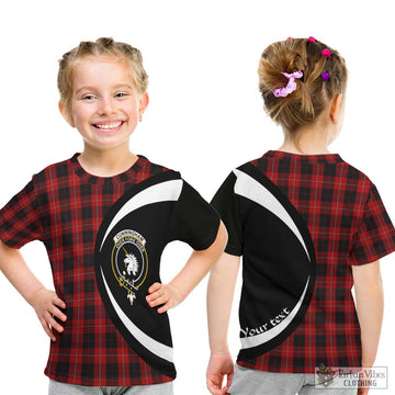 Cunningham Tartan Kid T-Shirt with Family Crest Circle Style