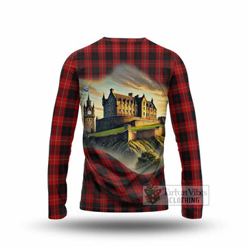 Cunningham Tartan Family Crest Long Sleeve T-Shirt with Scottish Ancient Castle Style - Tartan Vibes Clothing