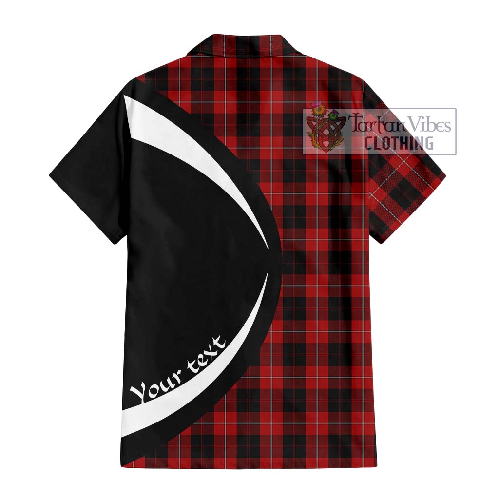 Cunningham Tartan Short Sleeve Button Up with Family Crest Circle Style - Tartan Vibes Clothing