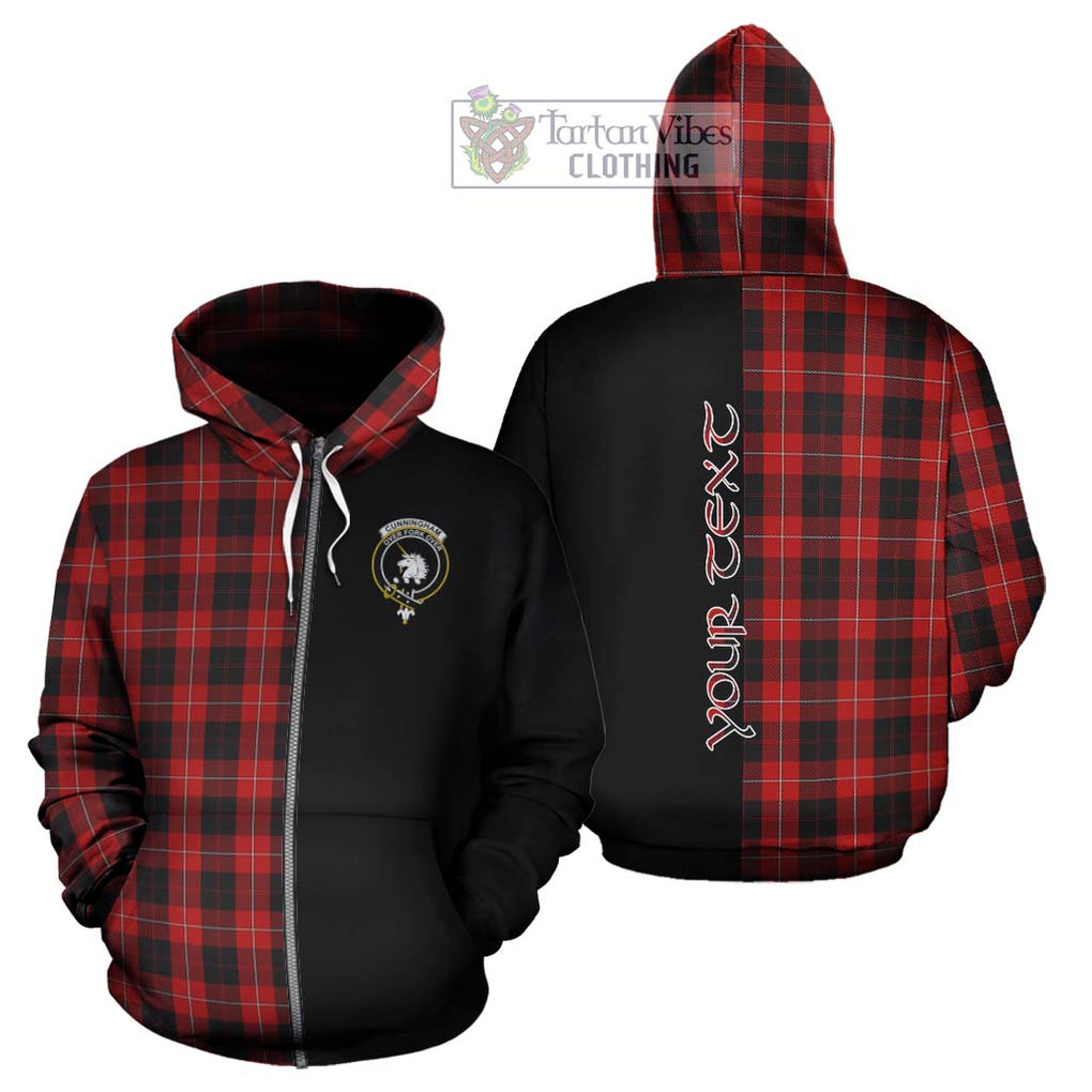 Cunningham Tartan Hoodie with Family Crest and Half Of Me Style - Tartanvibesclothing Shop