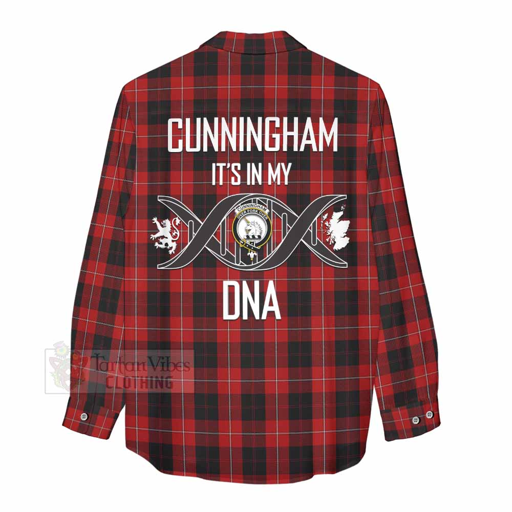 Tartan Vibes Clothing Cunningham Tartan Women's Casual Shirt with Family Crest DNA In Me Style