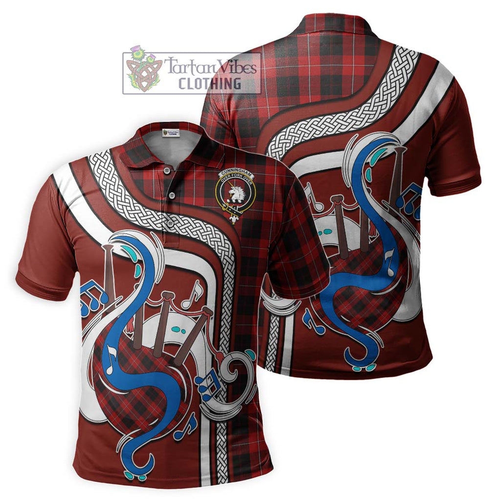 Tartan Vibes Clothing Cunningham Tartan Polo Shirt with Epic Bagpipe Style