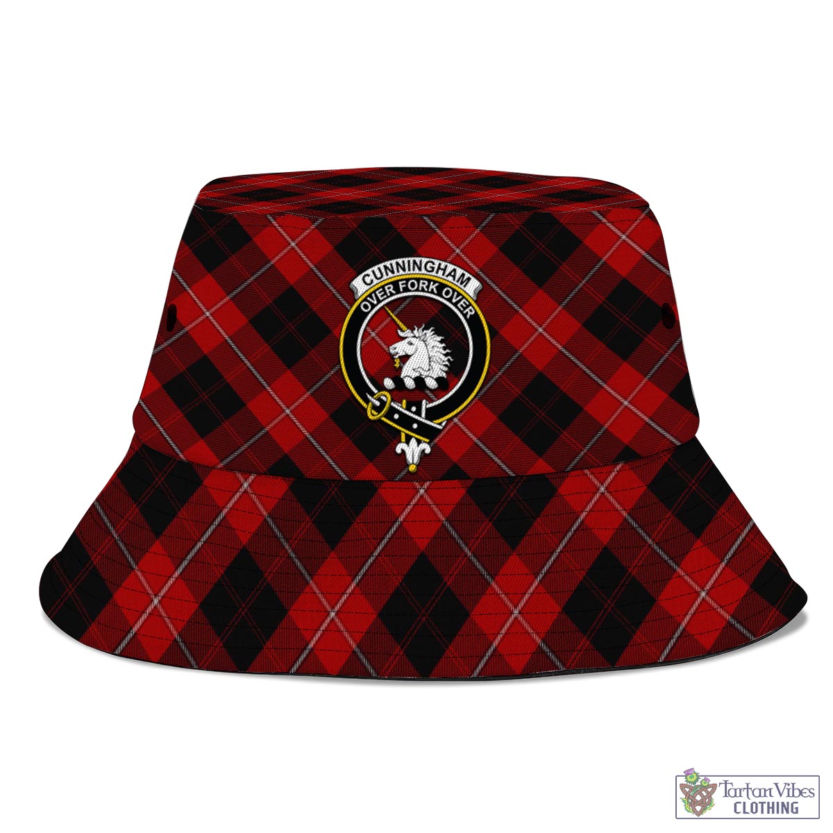 Tartan Vibes Clothing Cunningham Tartan Bucket Hat with Family Crest