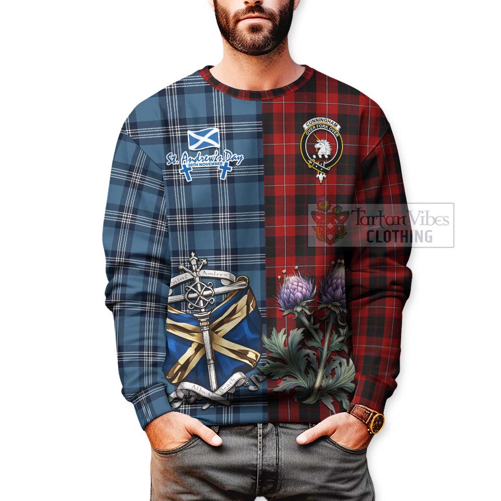 Tartan Vibes Clothing Cunningham Tartan Sweatshirt Happy St. Andrew's Day Half Tartan Style