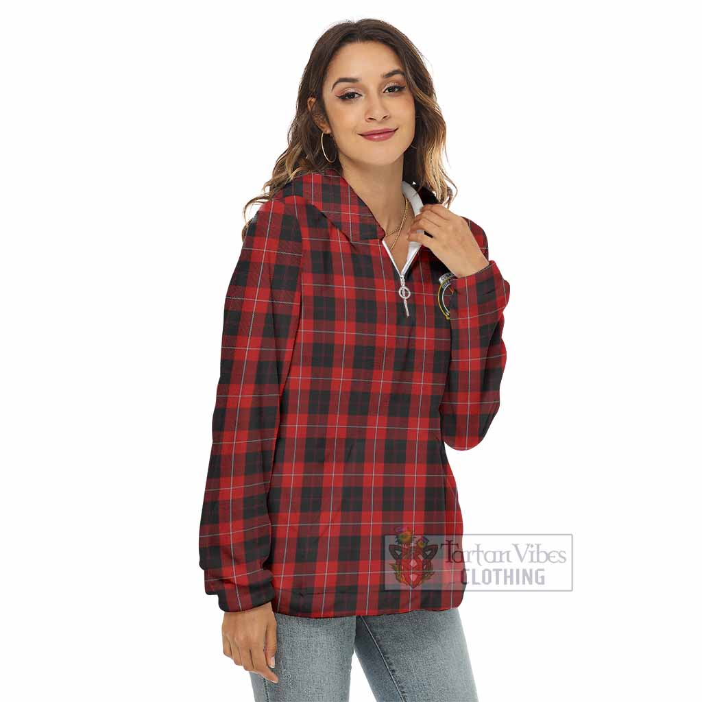 Tartan Vibes Clothing Cunningham Tartan Crest Women's Borg  Half Zip Fleece Hoodie