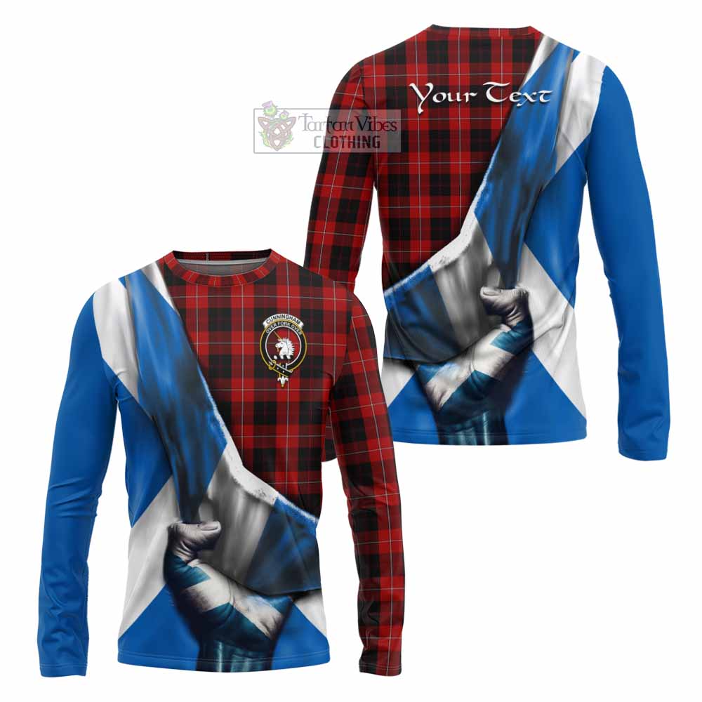 Tartan Vibes Clothing Cunningham Tartan Long Sleeve T-Shirt with Family Crest Scotland Patriotic Style