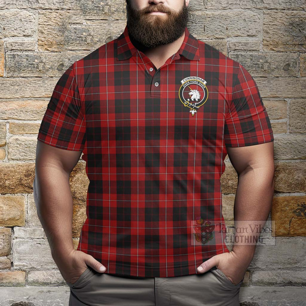 Tartan Vibes Clothing Cunningham Tartan Polo Shirt with Family Crest and Bearded Skull Holding Bottles of Whiskey